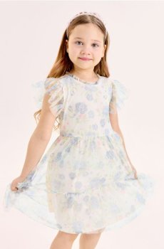 Сукня з тюлю з воланами та квітковим мотивом - різнобарвний