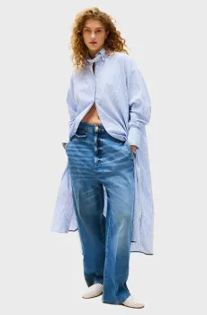 Женская голубая рубашка в полоску The Runway Collection Голубой M Tommy Hilfiger WW0WW47601