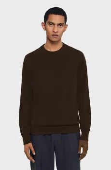 Мужской темно-коричневый кашемировый джемпер Коричневый L Sandro SHPTR00326_Caramel