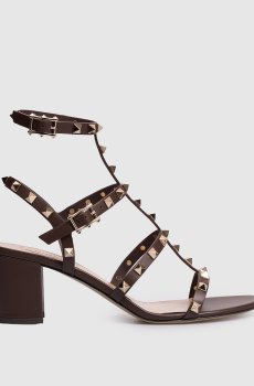 Коричневые кожаные босоножки Rockstud