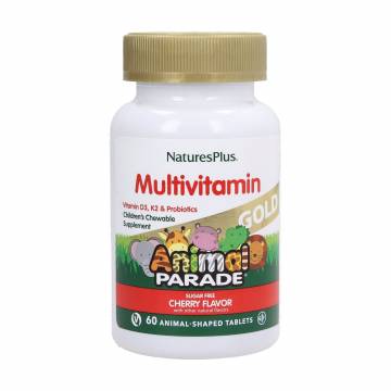 Мультивитамины для детей NaturesPlus Animal Parade Gold со вкусом вишни, 60 жевательных таблеток Мультивитамины для детей NaturesPlus Animal Parade Gold со вкусом вишни, 60 жевательных таблеток