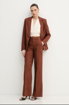 Silvian Heach брюки straight для женщин из льна PLIMPI