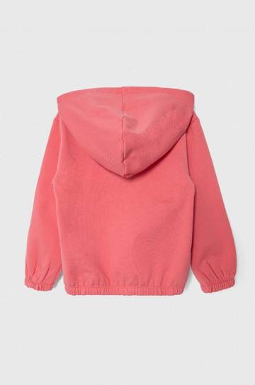 Детская кофта United Colors of Benetton цвет розовый с капюшоном с принтом