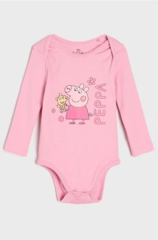 Бавовняне боді з принтом Peppa Pig - рожевий
