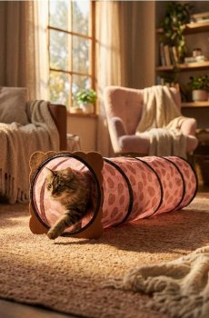 Тунель для кота з мотивом печива - коричневий