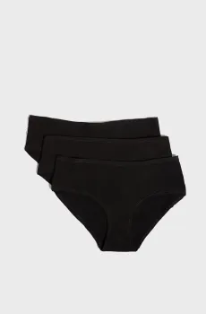 Женские черные трусики-шортики (3 шт) JOHN Черный XS Etam 6539635