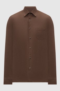 Коричневая рубашка из льна
