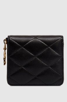 Черный кожаный стеганый кошелек