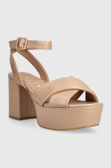 Кожаные сандалии Guess SHANNY цвет бежевый FLJSNN LEA03 Кожаные сандалии Guess SHANNY цвет бежевый FLJSNN LEA03