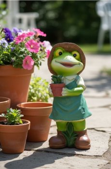 Декоративна садова фігурка у вигляді жаби - різнобарвний