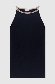 Синий топ в рубчик с цепочкой мониль