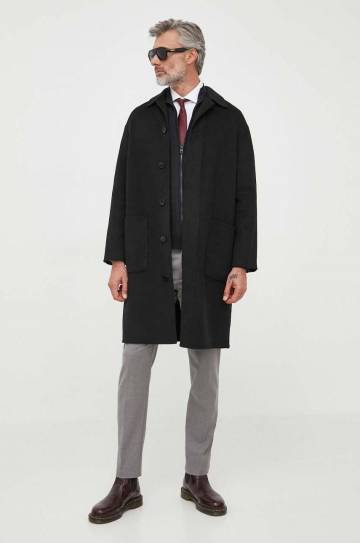Шерстяное пальто Calvin Klein цвет чёрный переходное oversize Шерстяное пальто Calvin Klein цвет чёрный переходное oversize