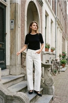 Трикотажна блуза з віскозою - чорний