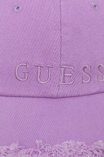 Хлопковая кепка Guess цвет фиолетовый с аппликацией Хлопковая кепка Guess цвет фиолетовый с аппликацией