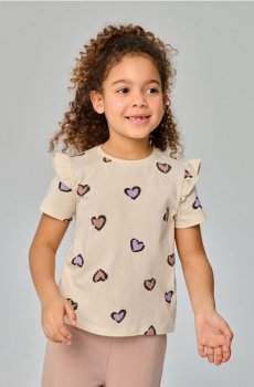 Бавовняна футболка з принтом - різнобарвний