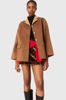 Женское бежевое шерстяное пальто Бежевый 38 MAJE MFPOU01346_Camel