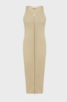 Женское бежевое платье ECO METLIC ZIP TANK Бежевый M Michael Kors MR4826IAFB
