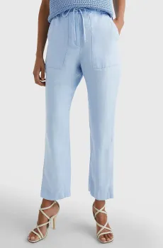 Женские голубые льняные брюки BOYFIT CAS Голубой S Tommy Hilfiger WW0WW37752