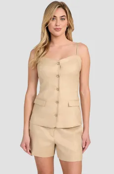 Женский бежевый льняной топ Бежевый S Guess W5GH0L.WH5L2;G1L7