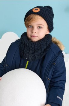 Комплект із шапки-біні та снуда - темно-синій