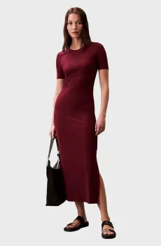 Женское бордовое платье A - MODAL RIB SS Бордовый XS Calvin Klein Jeans LV044C902G
