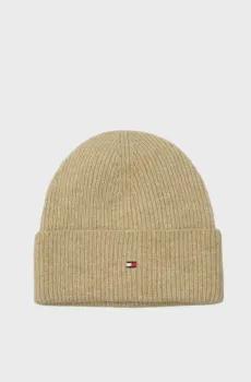 Женская бежевая шапка ESSENTIAL FLAG FUZZY BEANIE Бежевый ONESIZE Tommy Hilfiger AW0AW16633
