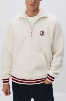 Reserved - Флісовий світшот із коміром-стійкою - кремовий - ZU309-01X