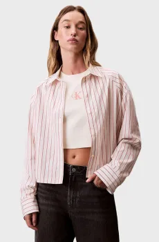 Женская белая рубашка в полоску STRIPE Белый XXS Calvin Klein Jeans LV047C118G