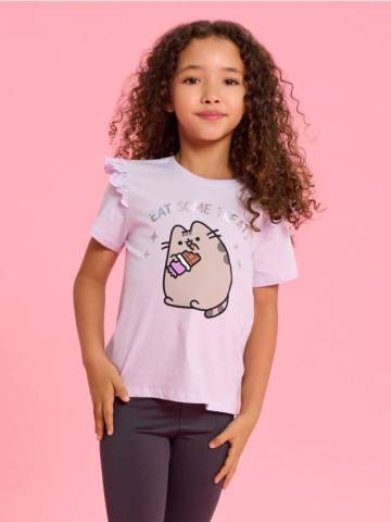 Бавовняна футболка Pusheen the Cat - пурпуровий Бавовняна футболка Pusheen the Cat - пурпуровий