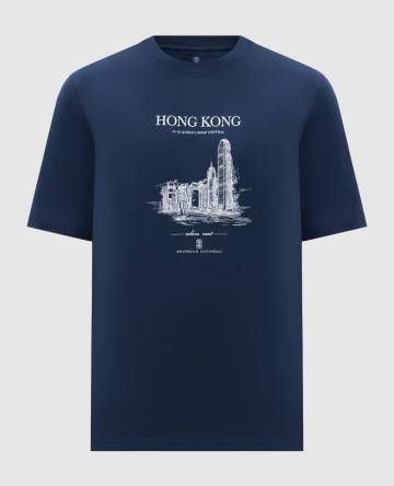 Синяя футболка Hong Kong с принтом Синяя футболка Hong Kong с принтом