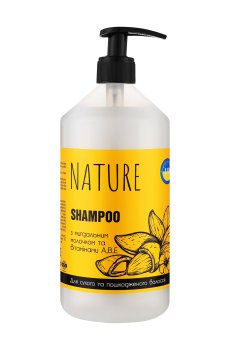Шампунь Bioton Cosmetics Nature Shampoo для сухих и поврежденных волос, с миндальным молочком и витаминами А, В, Е, 900 мл