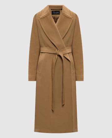 Бежевое пальто на запах из кашемира