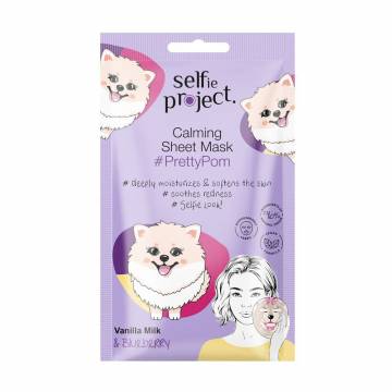 Успокаивающая тканевая маска для лица Selfie Project Calming Sheet Mask Pretty Pom, 1 шт Успокаивающая тканевая маска для лица Selfie Project Calming Sheet Mask Pretty Pom, 1 шт