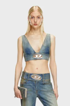 Женский синий джинсовый топ DE-ELLY-S Синий S Diesel A14292 0CBCX