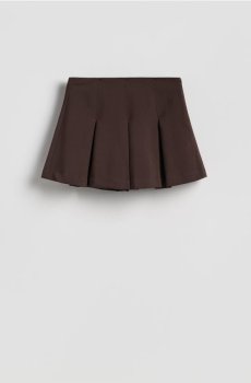 Reserved - Гладкі шорти-спідниця - темно коричневий - 478HV-89X