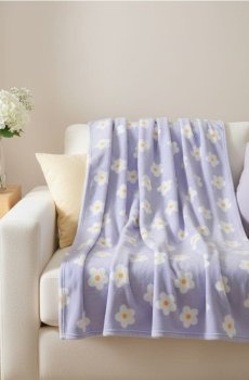 Плед з квітковим візерунком - червонувато-ліловий