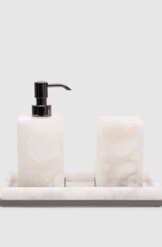 Комплект для ванной комнаты Baster Square из дозатора, стакана и подкладки