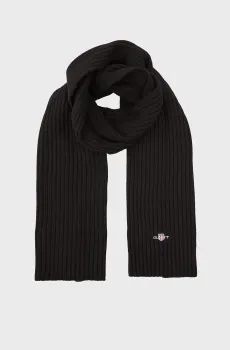 Мужской черный шарф COTTON BLEND LOGO SCARF Черный ONESIZE Gant 9910048