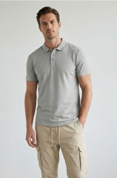 Бавовняна сорочка поло - сірий