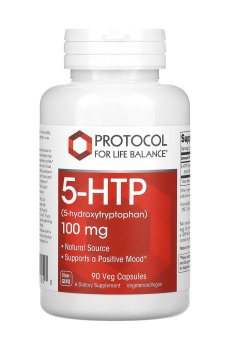 5-гидрокситриптофан Protocol For Life Balance 5-HTP, 100 мг, 90 вегетарианских капсул