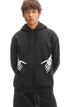 Cropp - Чорне худі з принтом - чорний