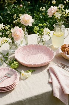 Миска з квітковим мотивом - пастельний рожевий