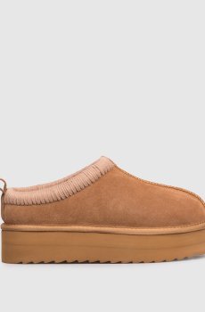Коричневые замшевые сабо на меху