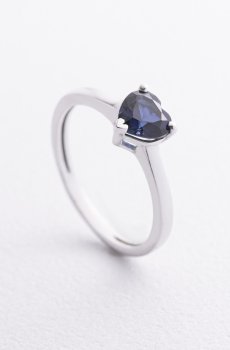 Серебряное кольцо "Сердечко" (синт. сапфир) 1927/1р-HSPH