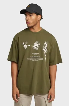 Мужская зеленая футболка Archive boxy r t Зеленый S G-Star RAW D25978,C336