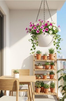 Круглий підвісний вазон - білий