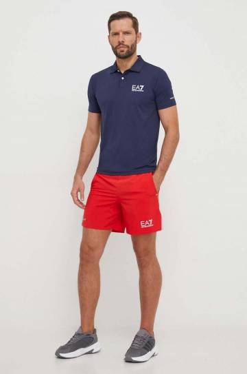 Поло EA7 Emporio Armani мужской цвет синий с принтом Поло EA7 Emporio Armani мужской цвет синий с принтом