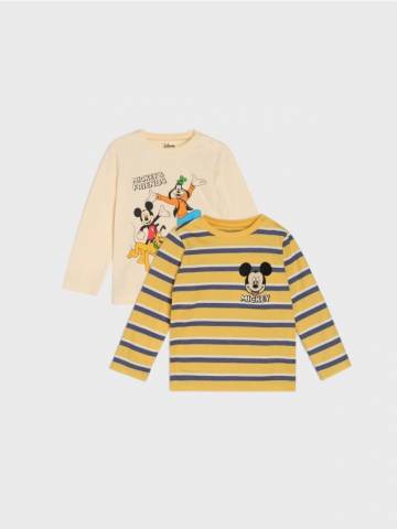 Набір з 2 футболок з довгим рукавом Mickey Mouse - кремовий Набір з 2 футболок з довгим рукавом Mickey Mouse - кремовий