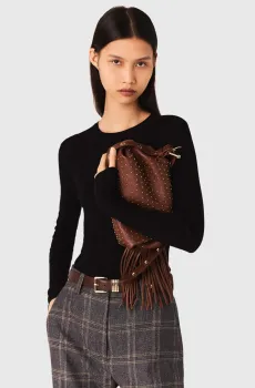 Женский черный шерстяной джемпер Черный 36 MAJE MFPPU00961_Black