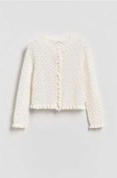 Reserved - Ажурний бавовняний кардиган - кремовий - 822IE-01X